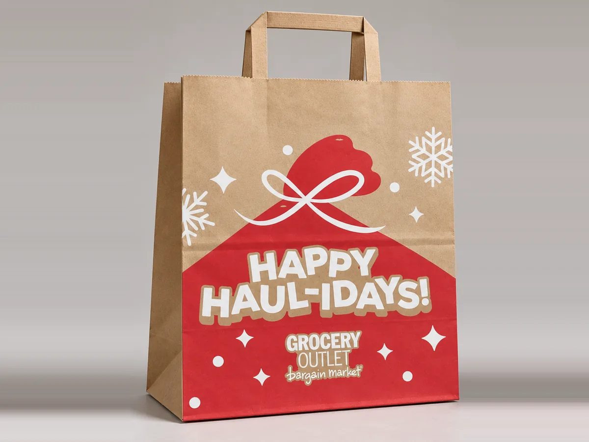 Custom printed kraft paper grocery bag