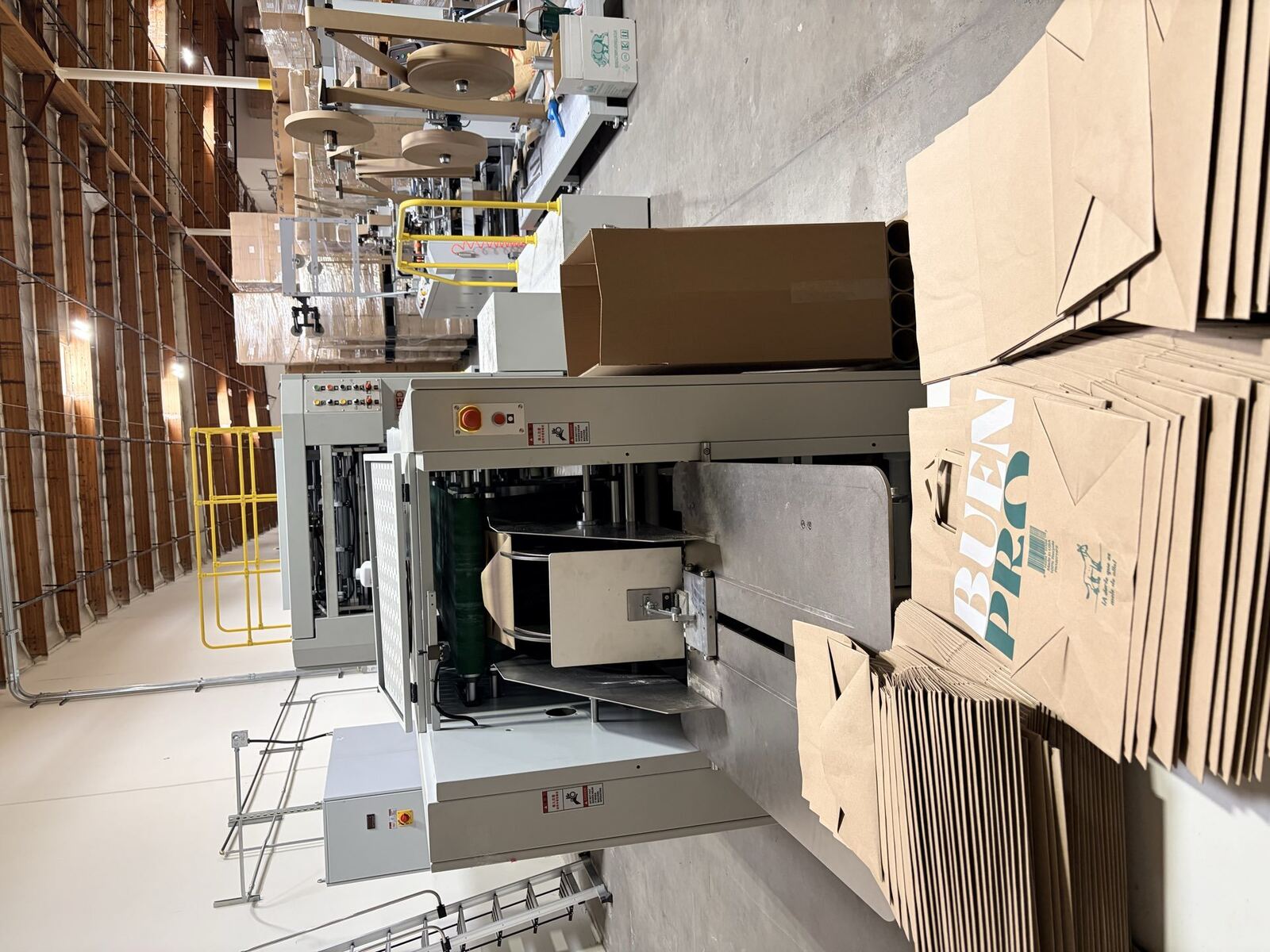 Finished paper bags coming off the line